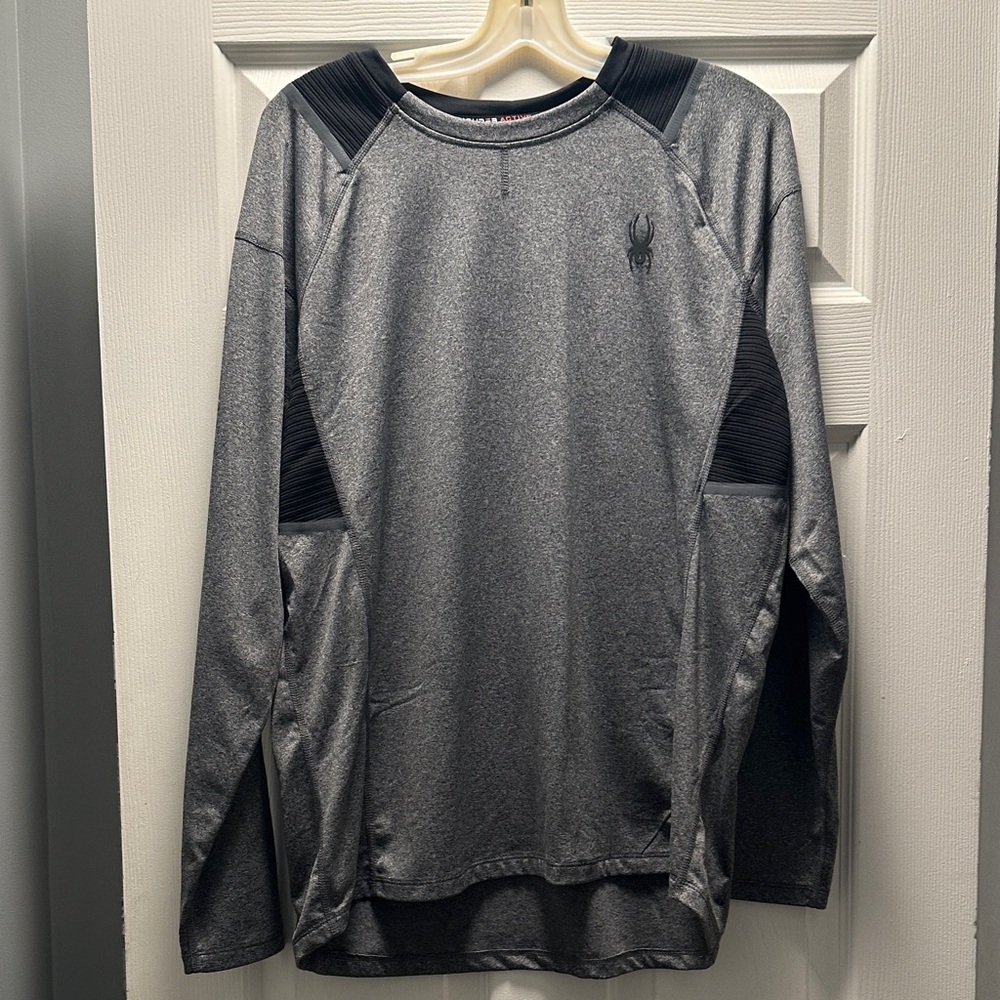 Spyder Men's Charcoal and Black Long Sleeve Tee